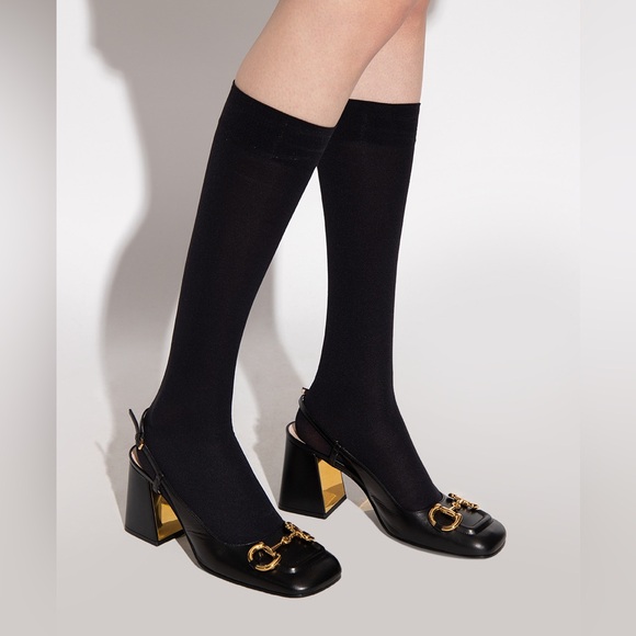 Gucci Black Leather Horsebit Block Heel Pumps - Picture 4 of 8